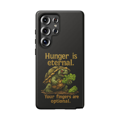 Phone Case — 'Hunger Is Eternal, Your Fingers Are Optional' Turtle Snack Graphic