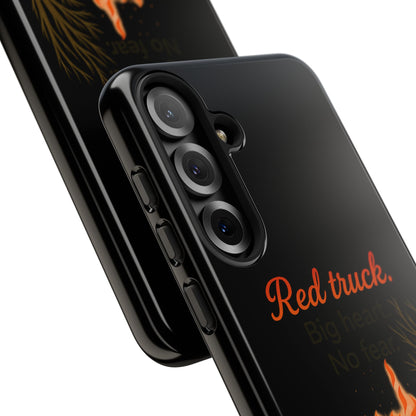 Phone Case — 'Red truck' Fire Truck Design, Vintage Firefighter Gift