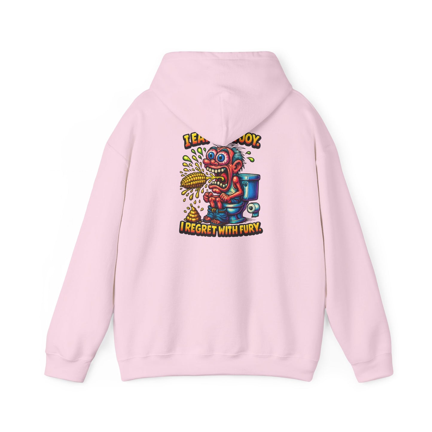 Toilet Trouble Hoodie — “I Regret With Fury” Graphic Hooded Sweatshirt