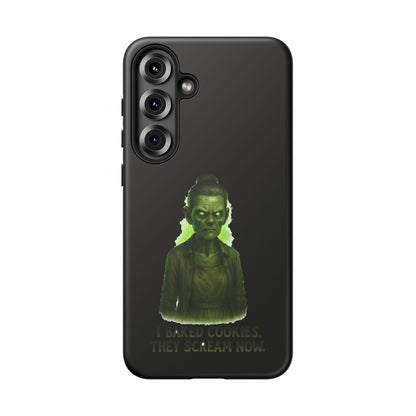 Spooky Green Ghost Phone Case — "I Baked Cookies, They Scream Now" Horror iPhone Cover