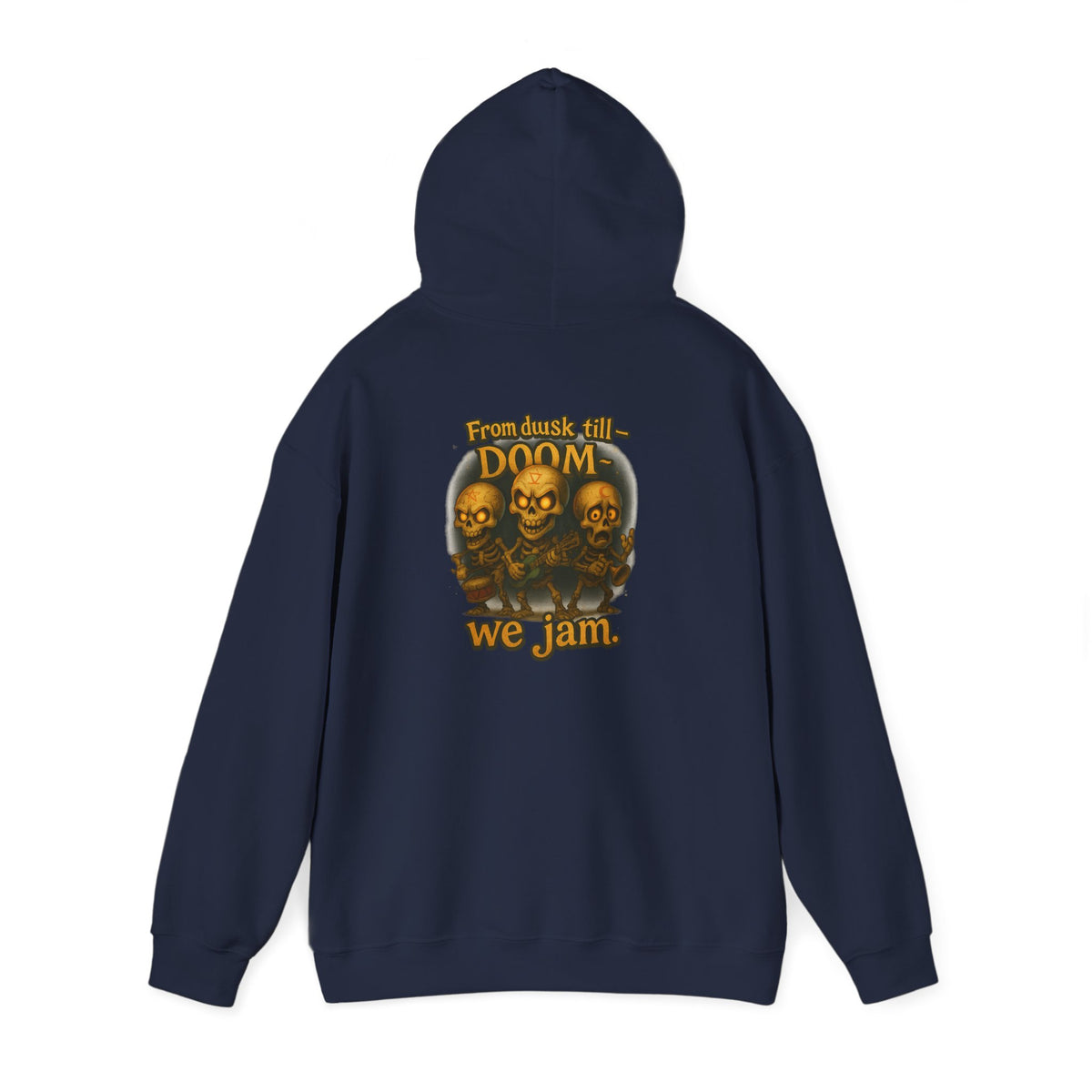 Doom We Jam Hoodie — Retro Skull Metal Band Graphic Sweatshirt