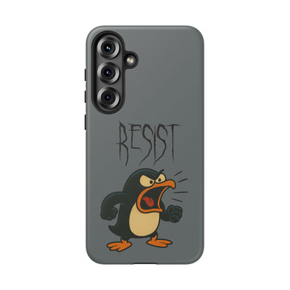 Resist Angry Penguin Phone Case — Protective iPhone Case with Bold Cartoon Design