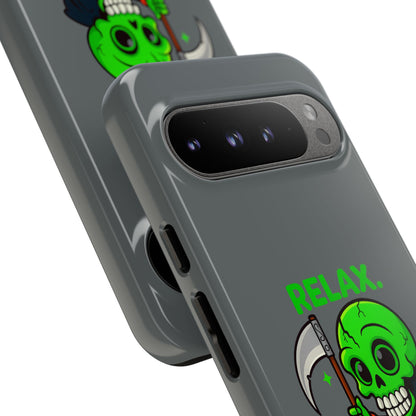 Phone Case — 'Relax. I Only Reap on Weekdays.' Cute Green Grim Reaper Protective Cover
