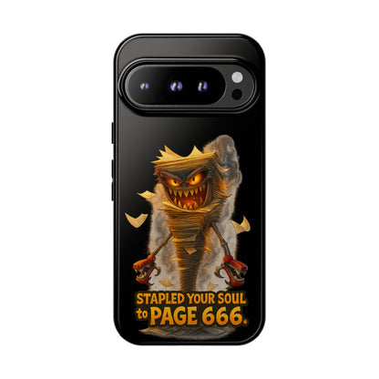 Phone Case — Halloween Mummy Creature “Stapled Your Soul to Page 666” Horror Design