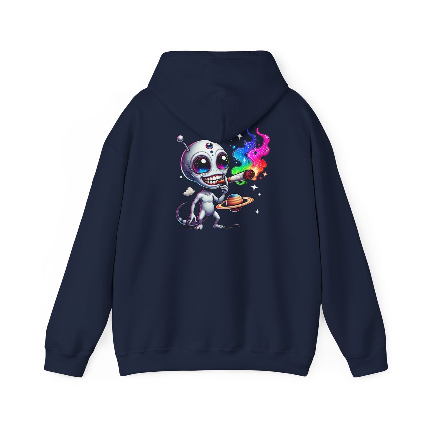 Alien Chef Hoodie — Cute Cartoon Alien Cooking with Rainbow Flame Hooded Sweatshirt