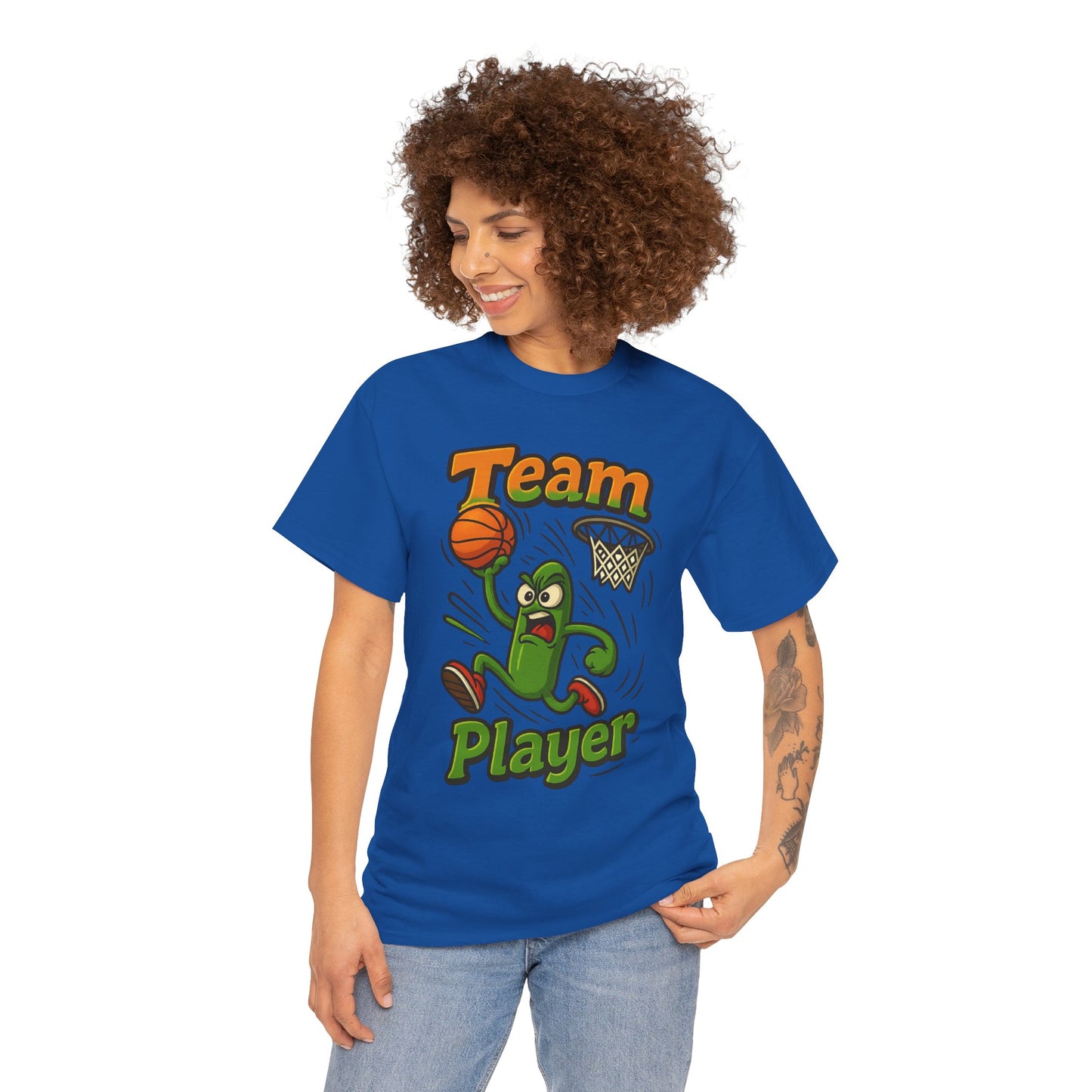 Team Player Basketball T-Shirt — Funny Pickle Mascot Sports Tee